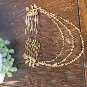 Gold leaf/chain hair piece